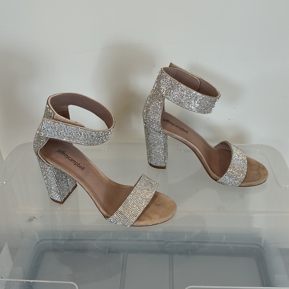 Jeffrey Campbell Crystal Embellished Ankle Sandals Cocktail Party Wedding